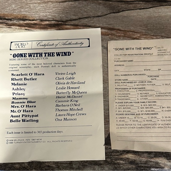 Vintage Gone With the Wind  1989 Bonnie Blue   #70882 Box Has Minor Damage - Picture 3 of 3